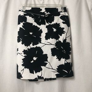 Black & White Floral Midi Skirt Career Wear